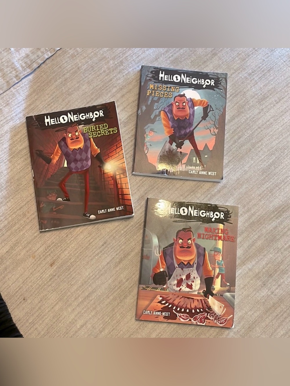 Set of 3 Hello Neighbor Books, Softcover, by Carly Anne West, video game based